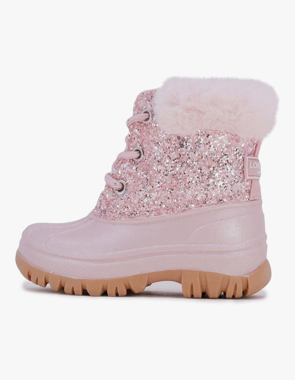 LONDON FOG Girls 8 Toddler Tadley Cold Weather Lined Pink Glitter Snow Boot